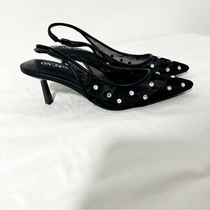 ON 34th Womens Baeley Heels Pump Slingback Mesh Bling Sandals Size 5.5M NWOT